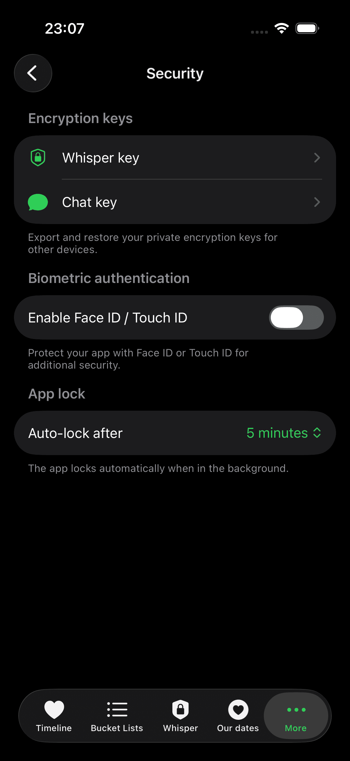 Immer synchron app screenshot