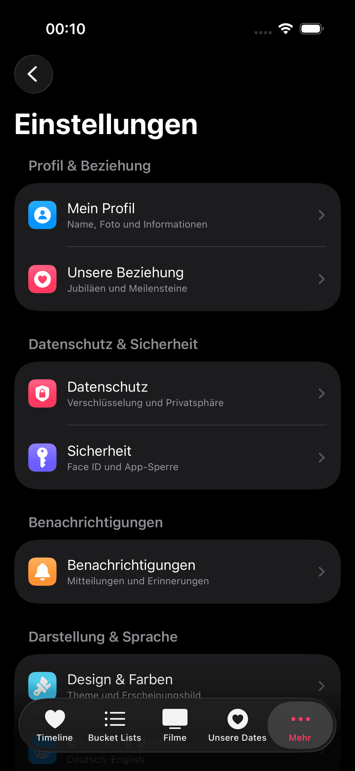 Einstellungen screenshot